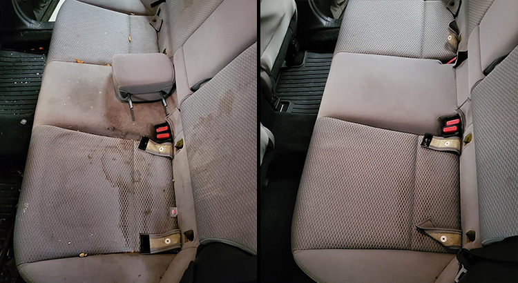 Car carpet stains before/after
